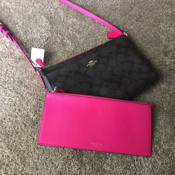 Coach Handbags - NWT Signature PVC Brown Neon Pink Crossbody Bag